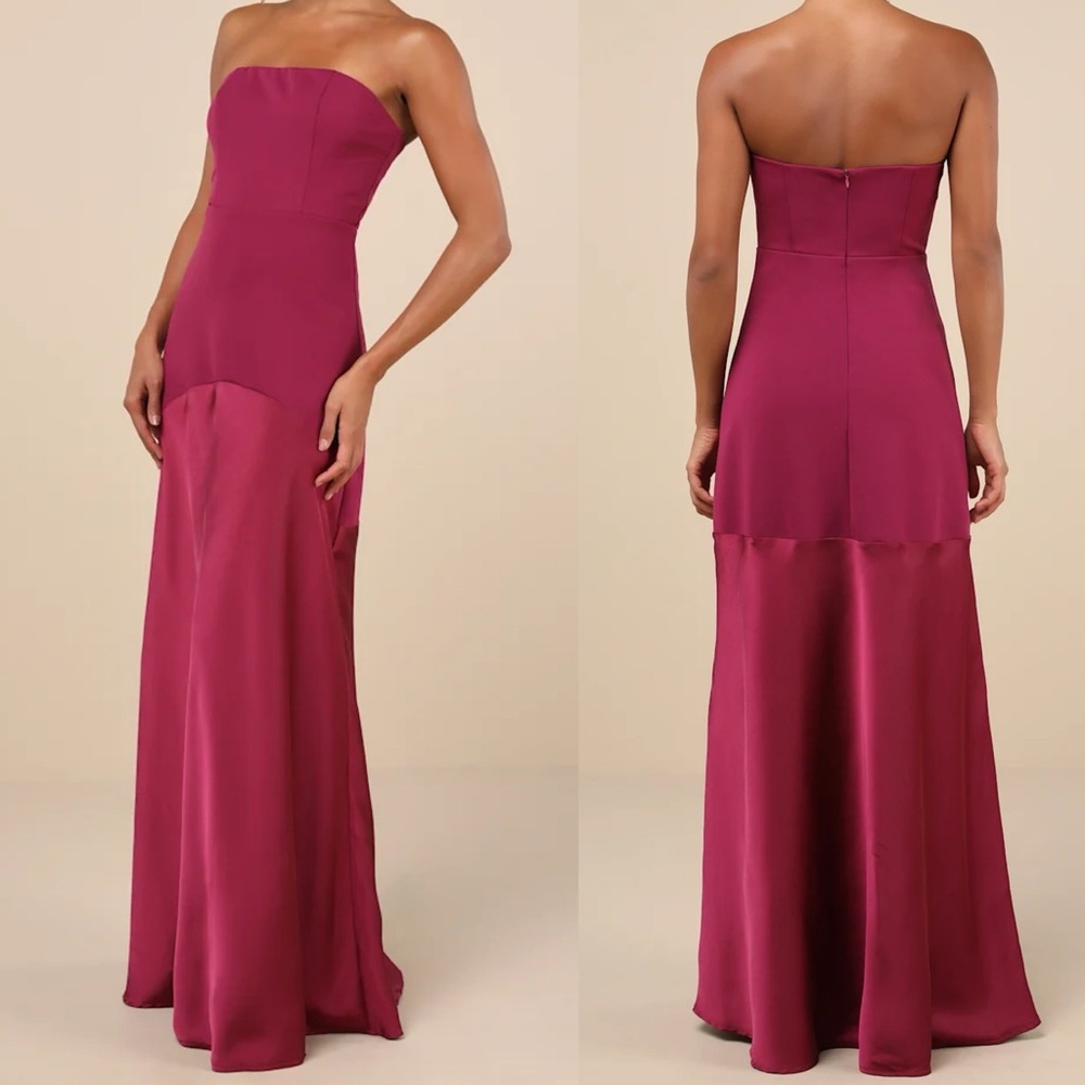 NWOT Compelling Style Plum Purple Strapless A-Line Maxi Dress